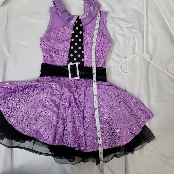 WEISSMAN purple sequin tutu one piece costume with‎ tie tap jazz IC 7/8 - Picture 10 of 11